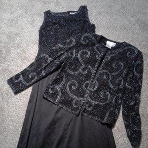 Adrianna Papell Beaded Shell and Jacket with Skirt